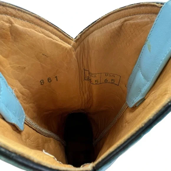 Rogers Turquoise Croc-Embossed Cowboy Boots - Picture 9 of 16